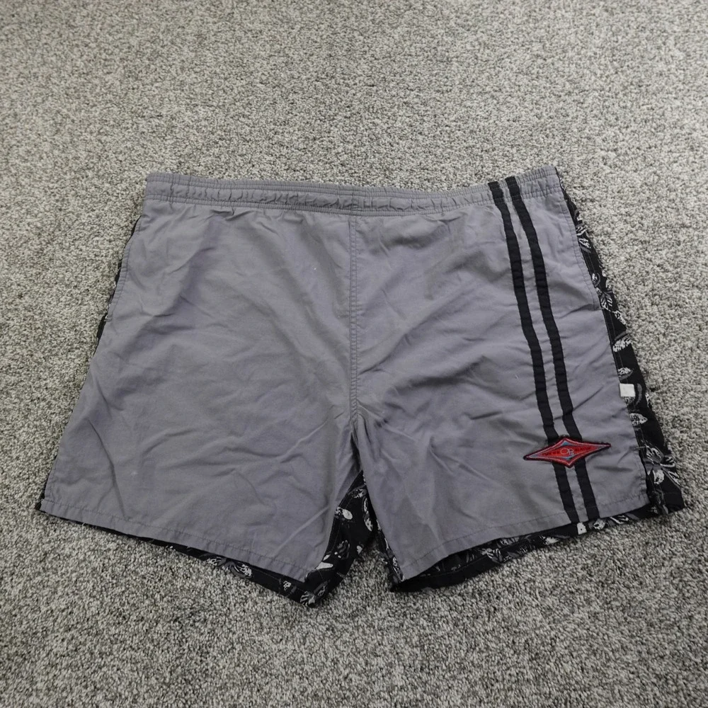 VTG Ocean‎ Pacific Shorts Mens L Black Gray Hawaiian Board Swim Surf OP 80s 90s